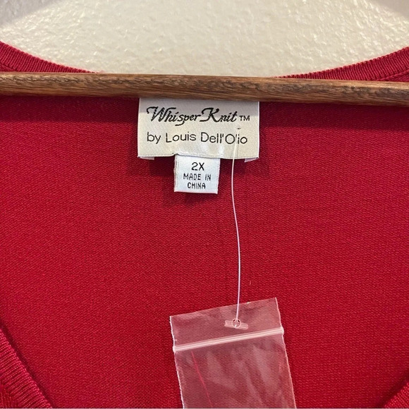 NWOT‎ Whisper Knit by Louis Dell Olio Red Short Sleeve Knit Top 2X - Picture 2 of 6